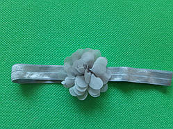 Пов'язка для дівчинки сіра - розмір квітки 5,5 см, розмір універсальний (на резинці)