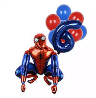 Шарики Человек Паук и шарик цифра 6 - в наборе 12 шариков, размер не указан