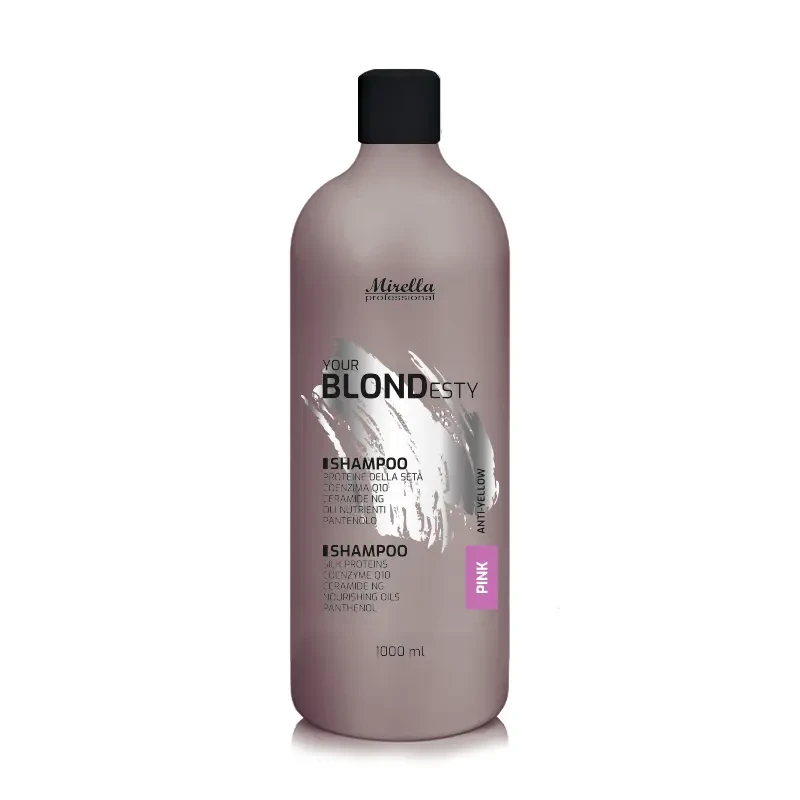 Шампунь для теплих рожевих відтінків блонд PINK 1000 мл, Mirella Professional Your BLONDesty