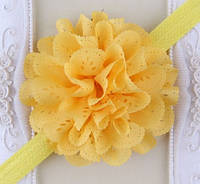 Желтая повязка для младенцев - размер цветка около 10см, окружность 36-58см