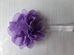 Пов'язка для дівчаток на голову бузкова - розмір універсальний (на резинці), квітка 10,5 см