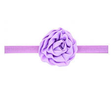 Пов'язка дитяча з трояндочкою бузкова квітка 8см, окружність 36-52см