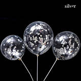 Кульки з конфетті 5 штук 10 дюймів сріблястий, фото 3