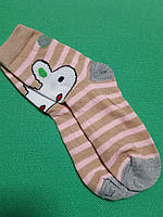 Носки для девочки в полоску с принтом - по стельке 16-19см