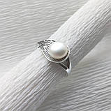 Срібна каблучка з перлиною Авокадо, фото 3