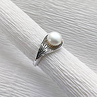 Серебряное кольцо с жемчугом Авокадо