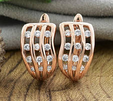 Сережки Xuping 26058, розмір 16*9мм, білі фіаніти, позолота РО