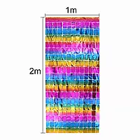 Занавес из дождика для фотозоны разноцветный кубиками высота 2м, ширина 1м