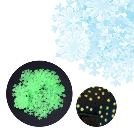 Фосфорні сніжинки 48 штук 3 см блакитний, фото 1
