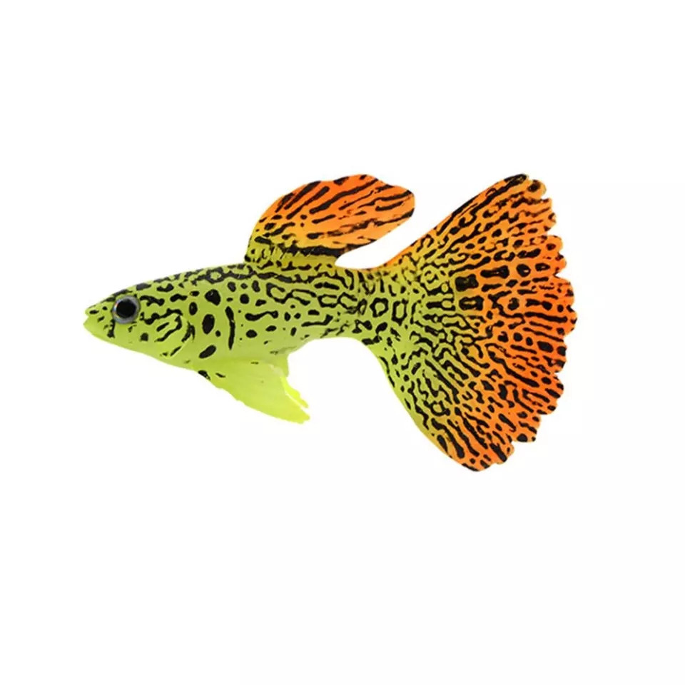 Силиконовая рыбка Гуппи 8 на 4 см разноцветный - фото 1 - id-p1818779476