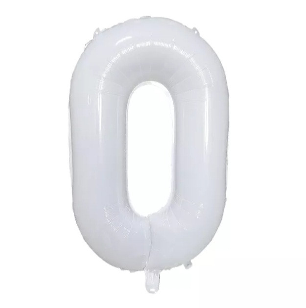 Кулька цифра 0 фольгована 32 дюйма білий, фото 1
