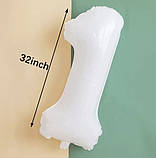 Кулька цифра 1 фольгована 32 дюйма білий, фото 2