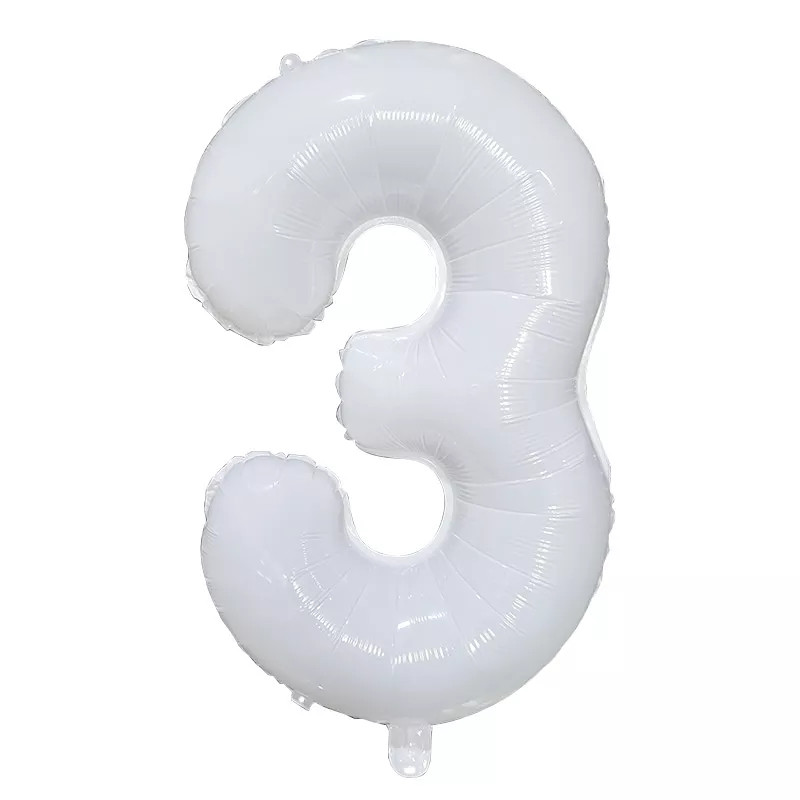 Кулька цифра 3 фольгована 32 дюйма білий, фото 1