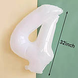 Кулька цифра 4 фольгована 32 дюйма білий, фото 2