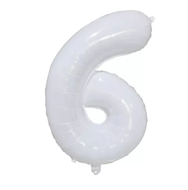 Кулька цифра 6 фольгована 32 дюйма білий, фото 1