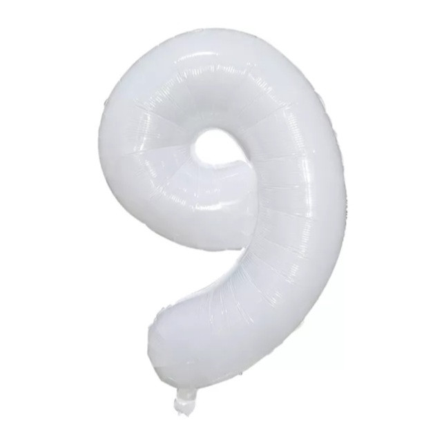 Кулька цифра 9 фольгована 32 дюйма білий, фото 1