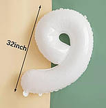 Кулька цифра 9 фольгована 32 дюйма білий, фото 2