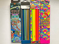 Набір олівців YES 6 кольорів, неон/метілк