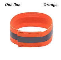 Светоотражающий браслет на одежду оранжевый - ширина 4см, длина 35см