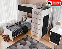 Детская кровать-комната чердак Bed Room 3 корпус цвет Белый/фасады Графит, выбор цвета корпуса и фасадов