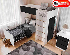 Дитяче ліжко-кімната горище Bed Room 3 корпус колір Білий/фасади Графіт, вибір кольору корпусу та фасадів