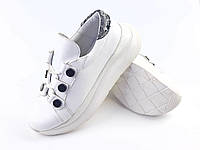 Жіноче взуття білі кросівки з натуральної  шкіри для дівчат  розмір  37