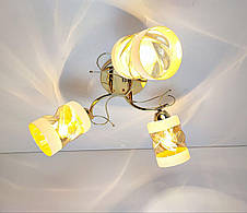 Люстра під стелю золото 3 скляних плафони 52х24 см, фото 2