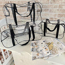 Набір прозорих сумок у пологовий будинок 3 шт для мами та новонародженого S M L, фото 3