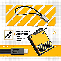 Магнитный повербанк с беспроводной зарядкой X-LIVE P2 +iPhone-SET, Power Bank MagSafe, 10000mAh (yellow)