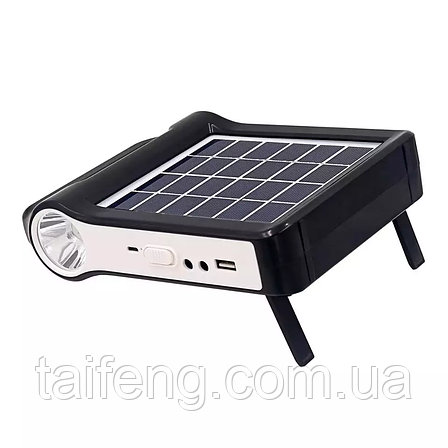 Ліхтар Power Bank радіо блютуз (2400mAh) із сонячною панеллю, фото 1
