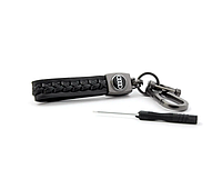 Брелок для ключей кожаный для Audi с карабином, черный (KG-7659)