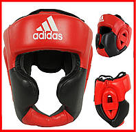 Шлем боксерский Adidas для бокса и единоборств с защитой подбородка профессиональный натуральная кожа