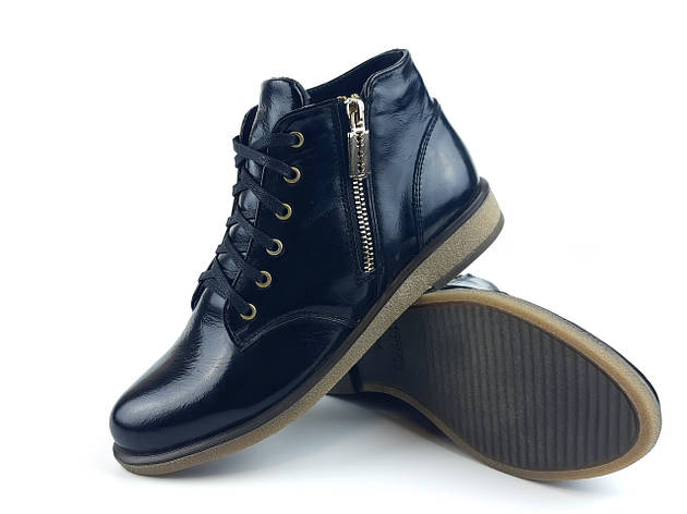 Жіноче взуття черевики з натуральної лакованої шкіри для дівчат на байку розмір 36, фото 2