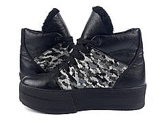 Жіноче взуття черевики з натуральної  шкіри для дівчат на хутрі розмір  37, фото 2