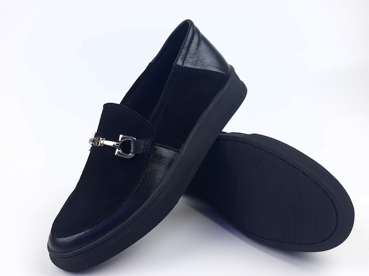Жіноче взуття сліпони чорні з натуральної шкіри для дівчат 37 розмір розпродажу