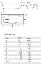 Ванна сталева BLB Atlantica B70A 170x80 з бронзовими ручками, фото 3