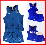 Боксерская форма Adidas синяя женская Olympic Woman GBR для соревнований для бокса