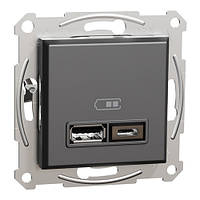 Розетка USB тип A+C 2,4 A Asfora Антрацит EPH2700371