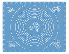 Силіконовий килимок Silicon mate testa для розкачування та випікання тіста 50 х 70 см блакитний