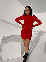 Качественное женское платье с буфами красное. Женское платье Трикотаж