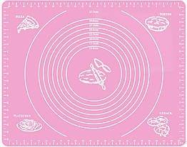 Силіконовий килимок Silicon mate testa для розкачування та випікання тіста 50 х 70 см рожевий
