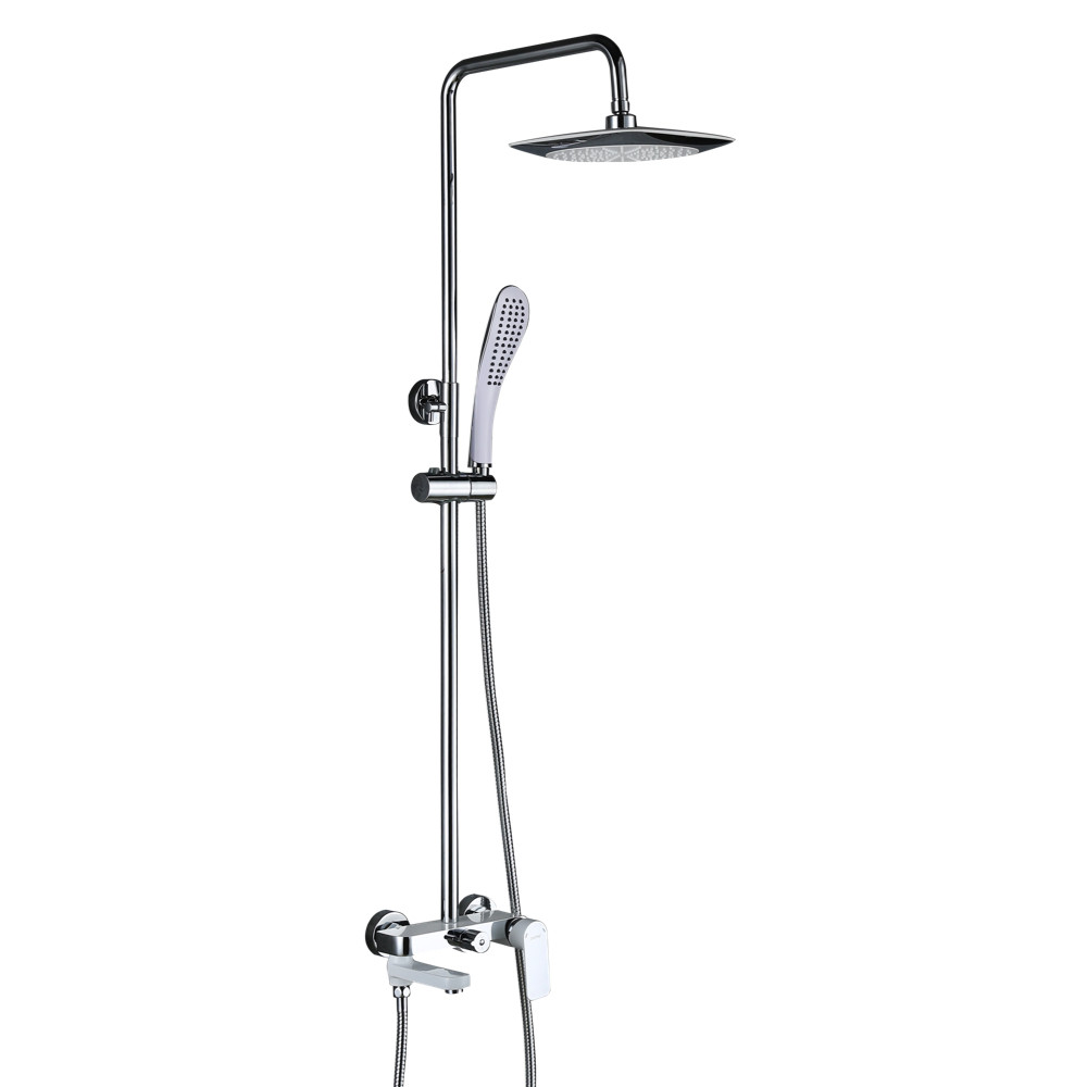 Душова система GAPPO G2448, вилив - перемикач на лійку, білий/хром, фото 1