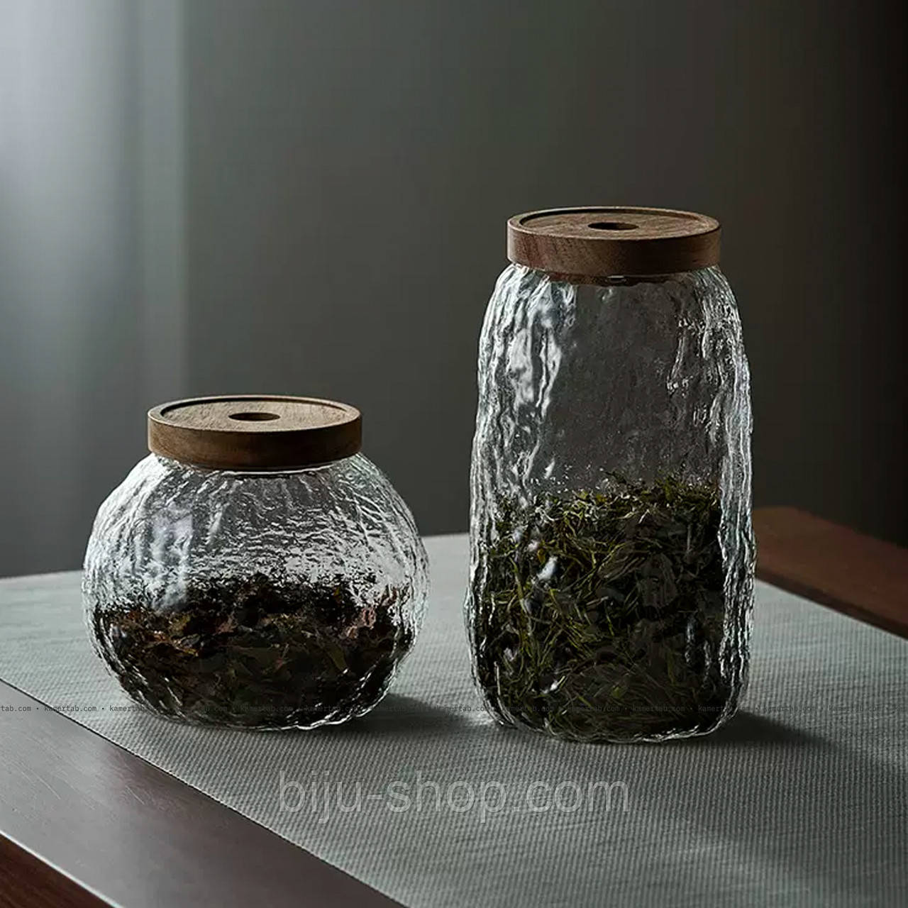 Банка для зберігання скло, банка з дерев'яною кришкою, 1300 мл (збереження чаю, зберігання сипких), фото 1