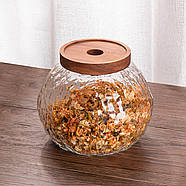Банка для зберігання скло, банка з дерев'яною кришкою, 1300 мл (збереження чаю, зберігання сипких), фото 6
