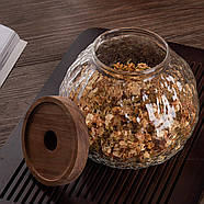 Банка для зберігання скло, банка з дерев'яною кришкою, 1300 мл (збереження чаю, зберігання сипких), фото 7