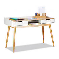 Декоративный стол с 2-мя выдвижными ящиками в скандинавском стиле, сосна/МДФ, 76 x 120 x 55 см
