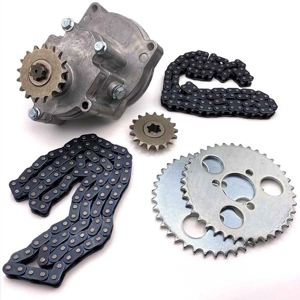 Комплект для переробки з редуктором 5:1 T8F (передня зірка 17Т + задня зірка 38Т 2 шт + ланцюг 2 шт.), фото 1