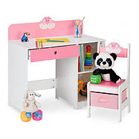 Комплект детской мебели Лебедь из стола и стула для игр и занятий, МДФ, белый/розовый