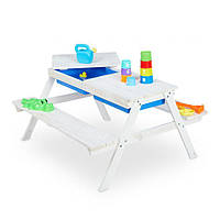 Комплект детских сидений и стола с регулируемым зонтиком для пикника, пляжа, кемпинга, 2 пластиковые ванночки,