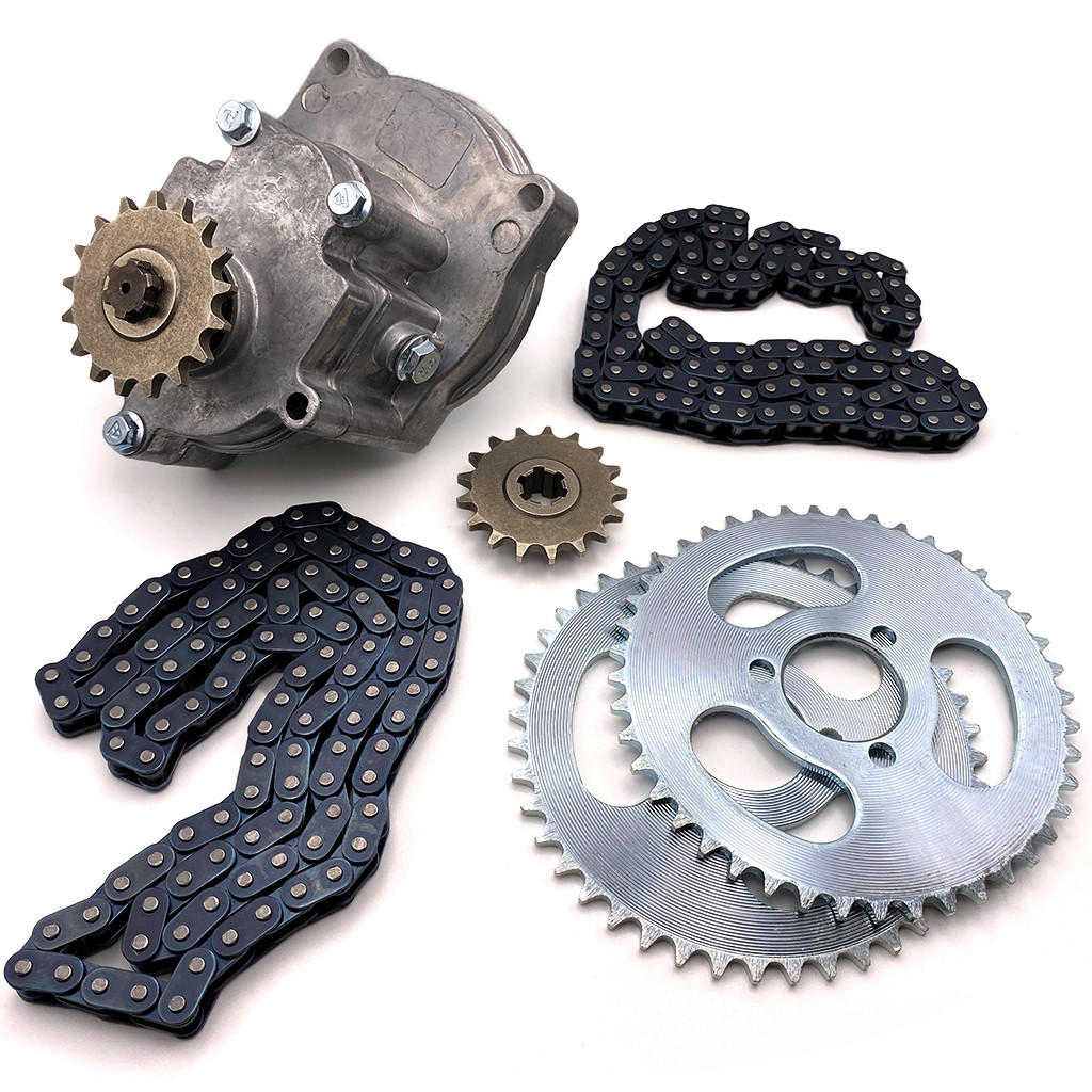 Комплект для переробки з редуктором 5:1 T8F (передня зірка 17Т + задня зірка 44Т 2 шт + ланцюг 2 шт.), фото 1